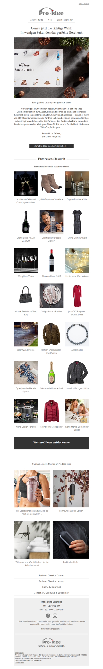 Ein Pro-Idee Gutschein: Das perfekte Geschenk – selbst ausdrucken.