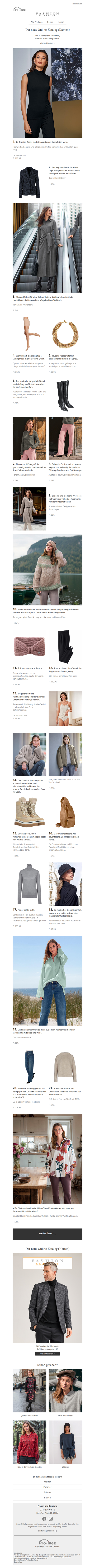 Scrollen, entdecken... der neue Onlinekatalog / Damen. 140 Klassiker der Modewelt.