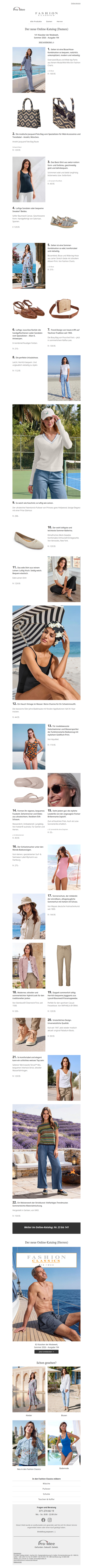 Scrollen, entdecken... der neue Onlinekatalog / Damen. 141 Klassiker der Modewelt.