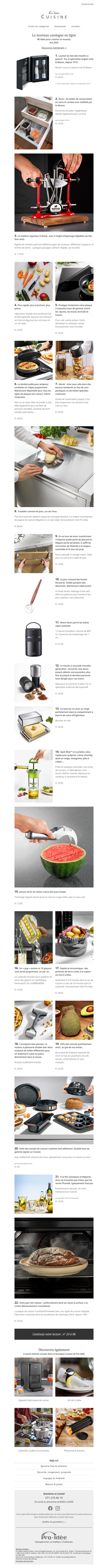 Le nouveau catalogue en ligne : 98 idées pour cuisiner et recevoir
