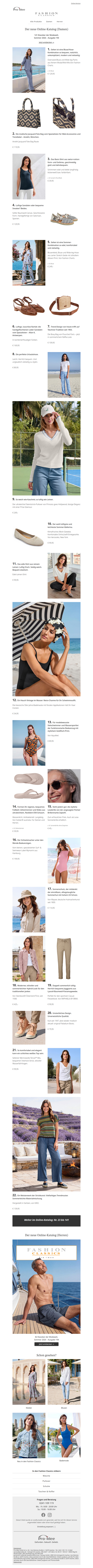 Scrollen, entdecken... der neue Onlinekatalog / Damen. 141 Klassiker der Modewelt.