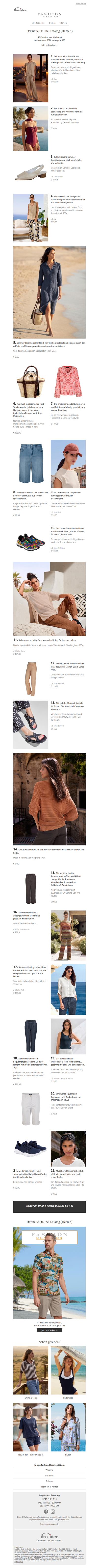 Scrollen, entdecken... der neue Onlinekatalog / Damen. 141 Klassiker der Modewelt.