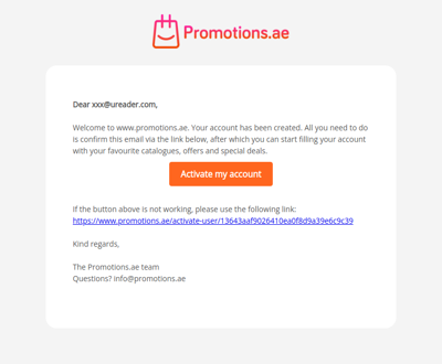 Promotions.ae - Activate account