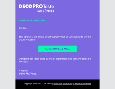 Último passo: confirme o e-mail