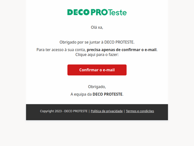 Confirme o e-mail com um clique