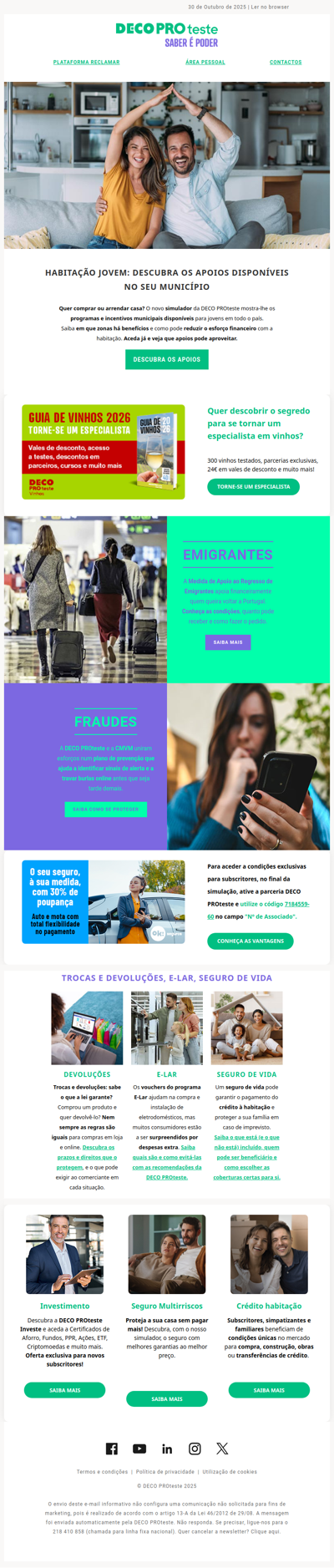 Fraudes online, E-Lar, seguro de vida e apoios à habitação jovem