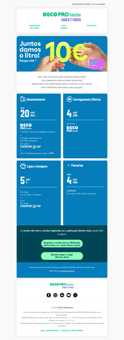 Juntos damos o litro! Saiba como poupar até 10€ por depósito