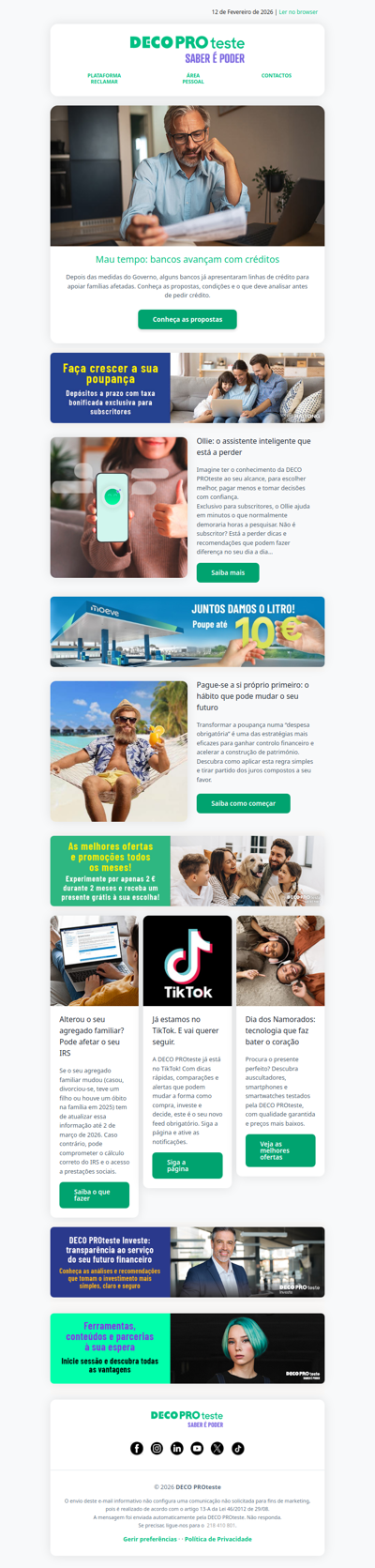 Mau tempo, ollie, dicas de poupança e tecnologia