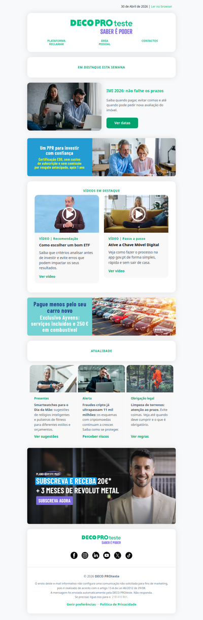 Sabe o que tem de fazer durante o próximo mês?