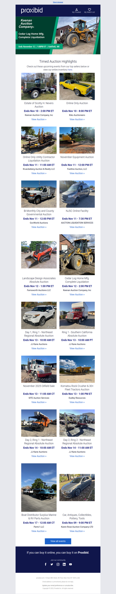 Proxibid’s Timed Auction Highlights: Farm and Heavy Equipment, Vehicles, Real Estate & More
