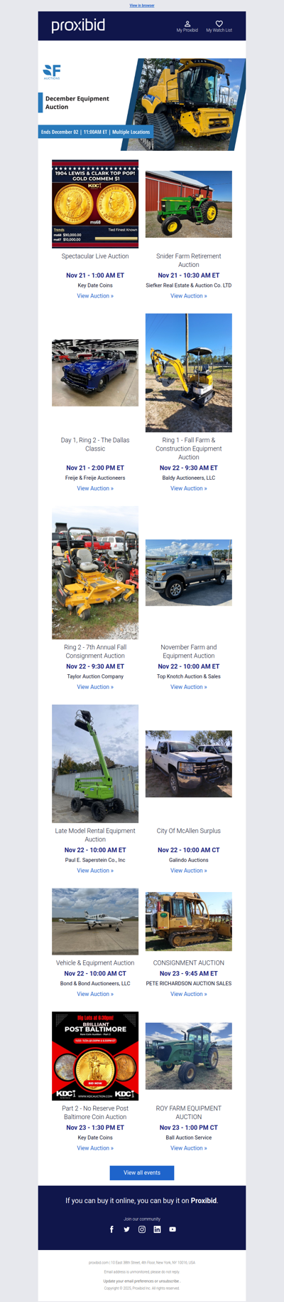 Proxibid’s Weekend Highlights: Collector Cars, Farm and Construction Equipment, Vehicles & More!