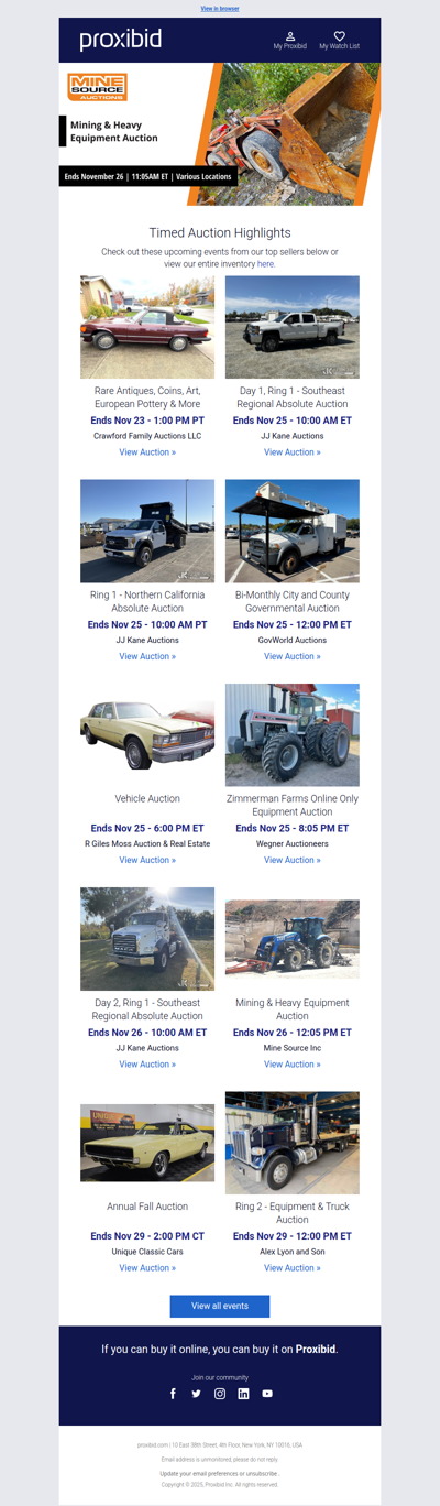 Proxibid’s Timed Auction Highlights: Farm and Heavy Equipment, Vehicles, Real Estate & More