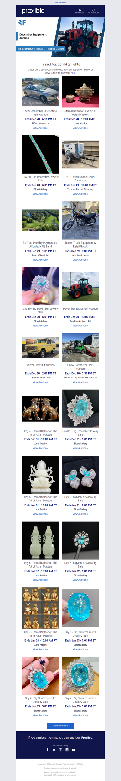 Proxibid’s Timed Auction Highlights: Farm and Heavy Equipment, Vehicles, Real Estate & More