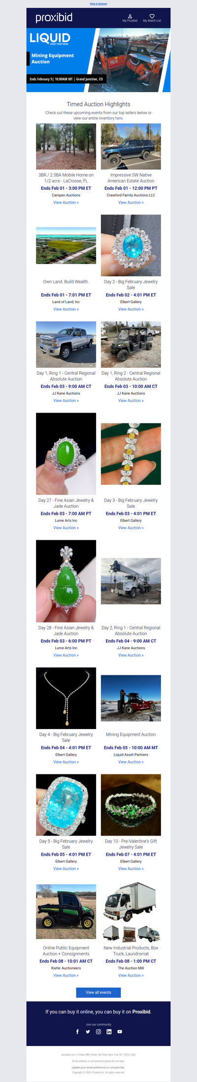 Proxibid’s Timed Auction Highlights: Farm and Heavy Equipment, Vehicles, Real Estate & More