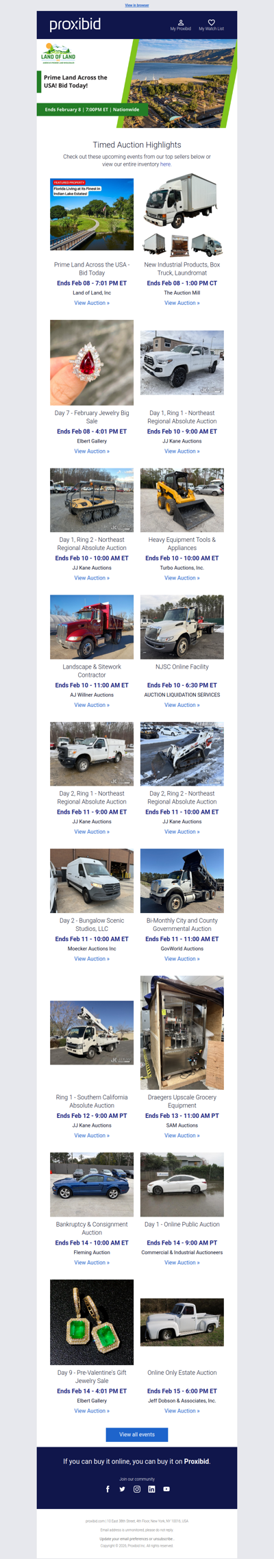 Proxibid’s Timed Auction Highlights: Farm and Heavy Equipment, Vehicles, Real Estate & More