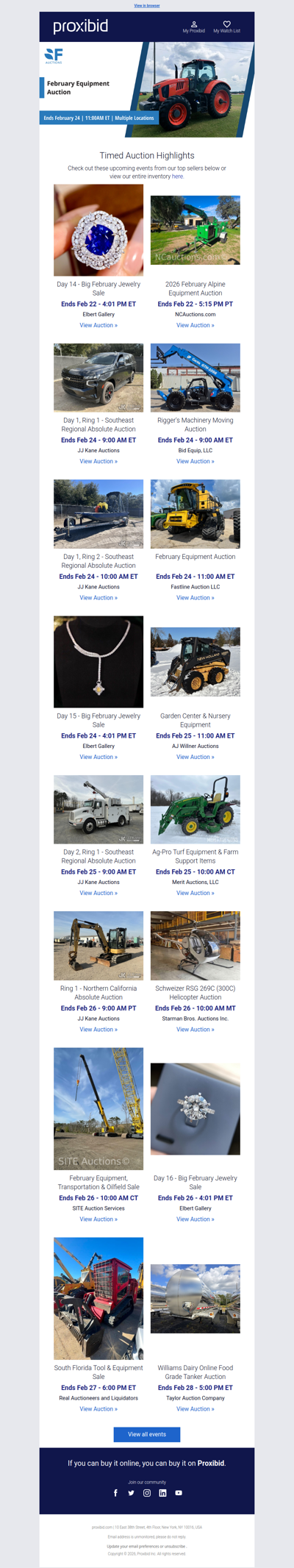 Proxibid’s Timed Auction Highlights: Farm and Heavy Equipment, Vehicles, Real Estate & More