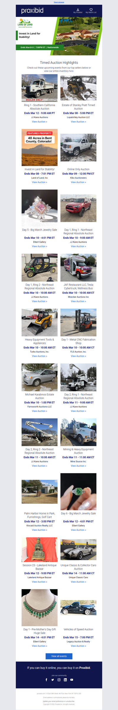 Proxibid’s Timed Auction Highlights: Farm and Heavy Equipment, Vehicles, Real Estate & More