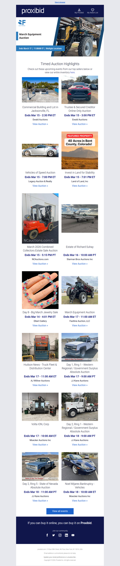 Proxibid’s Timed Auction Highlights: Farm and Heavy Equipment, Vehicles, Real Estate & More