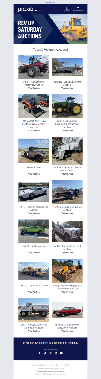 Last Chance: Heavy Equipment, Farm Machinery, Collector Cars, & More - Bid Now!