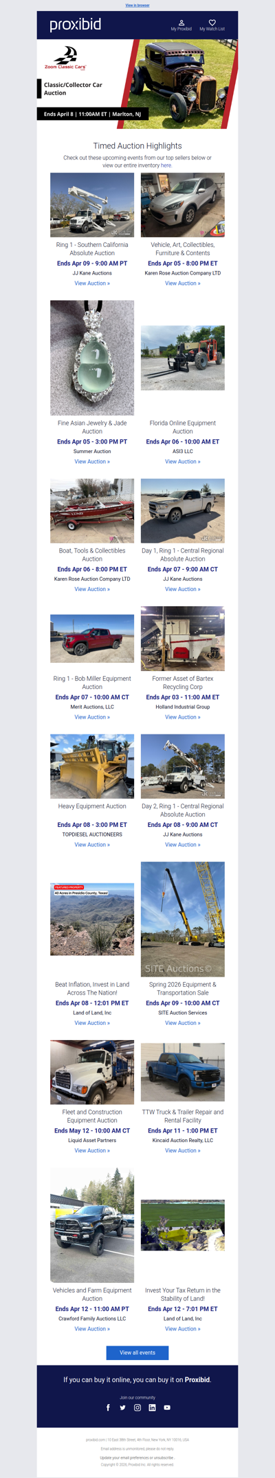 Proxibid’s Timed Auction Highlights: Farm and Heavy Equipment, Vehicles, Real Estate & More