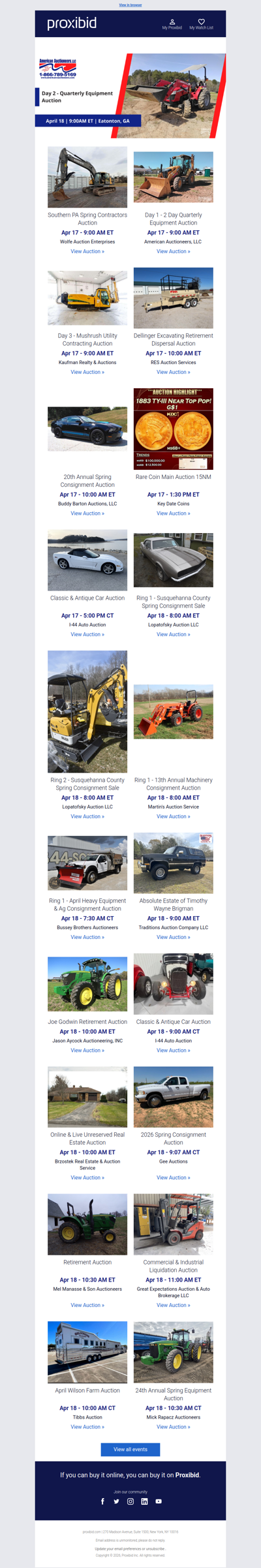 Proxibid’s Weekend Highlights: Collector Cars, Farm and Construction Equipment, Vehicles & More!