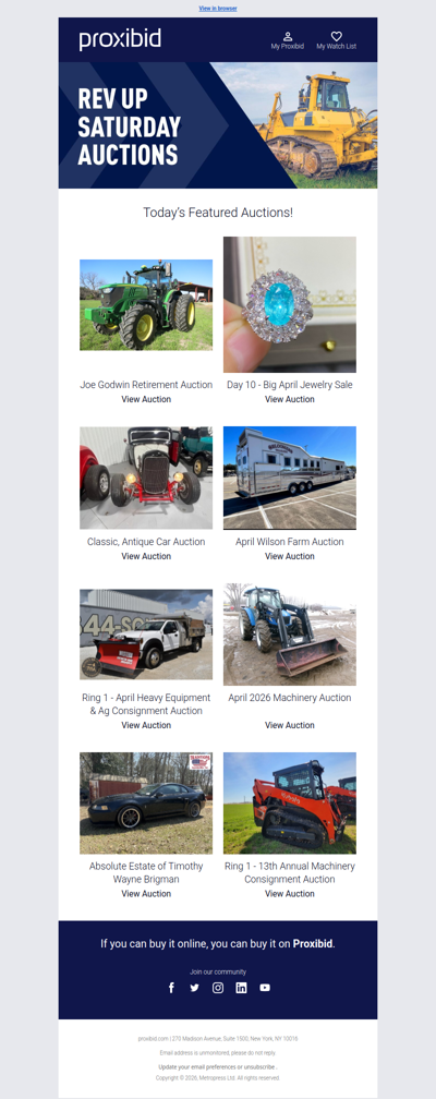 Last Chance: Heavy Equipment, Farm Machinery, Collector Cars, & More - Bid Now!