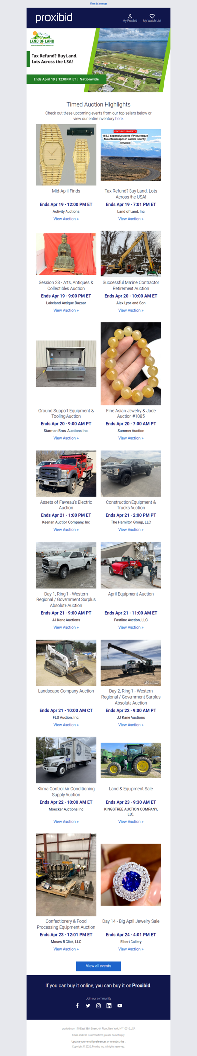 Proxibid’s Timed Auction Highlights: Farm and Heavy Equipment, Vehicles, Real Estate & More
