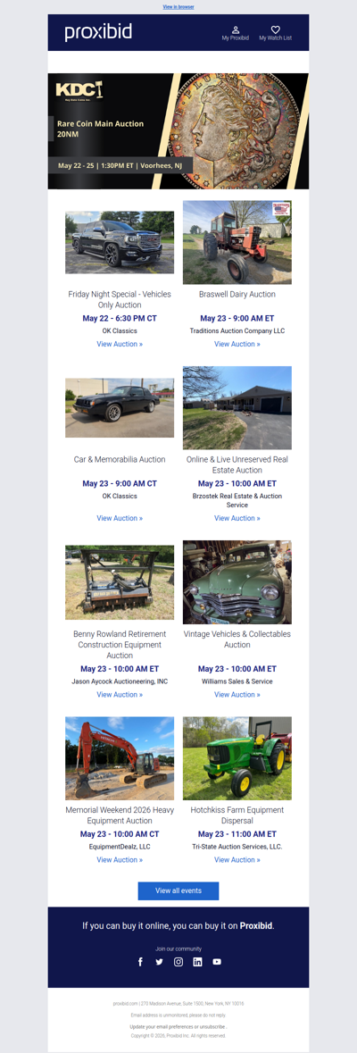 Proxibid’s Weekend Highlights: Collector Cars, Farm and Construction Equipment, Vehicles & More!