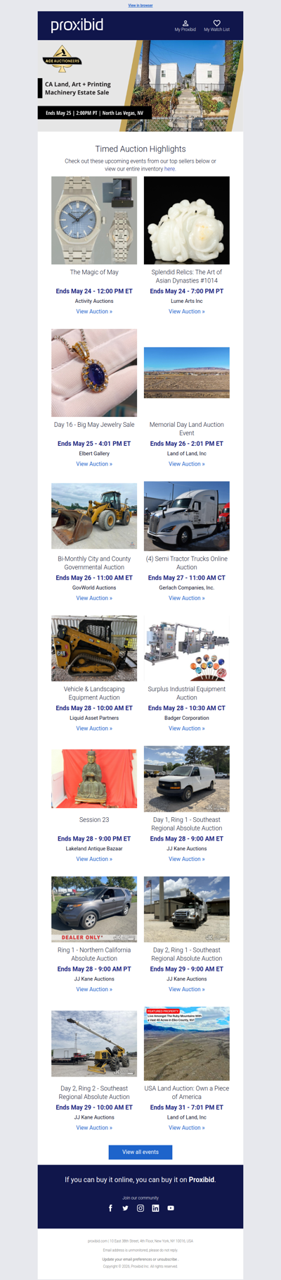 Proxibid’s Timed Auction Highlights: Farm and Heavy Equipment, Vehicles, Real Estate & More