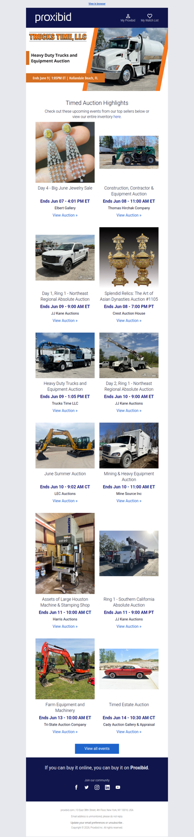 Proxibid’s Timed Auction Highlights: Farm and Heavy Equipment, Vehicles, Real Estate & More