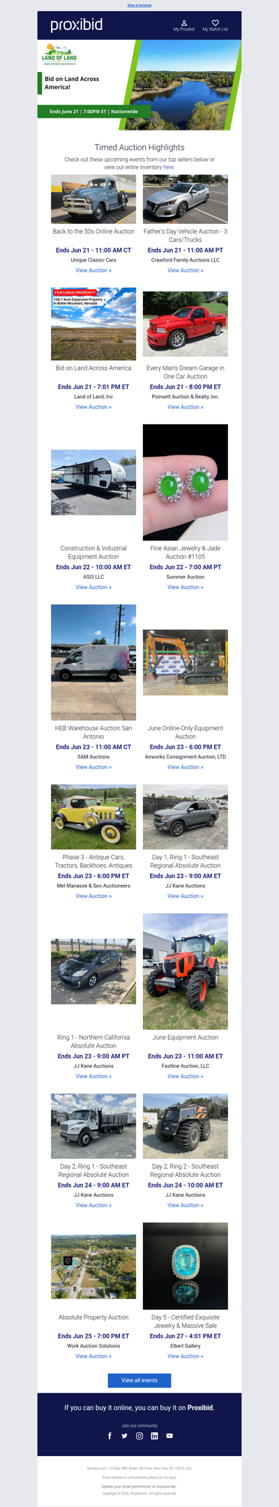 Proxibid’s Timed Auction Highlights: Farm and Heavy Equipment, Vehicles, Real Estate & More