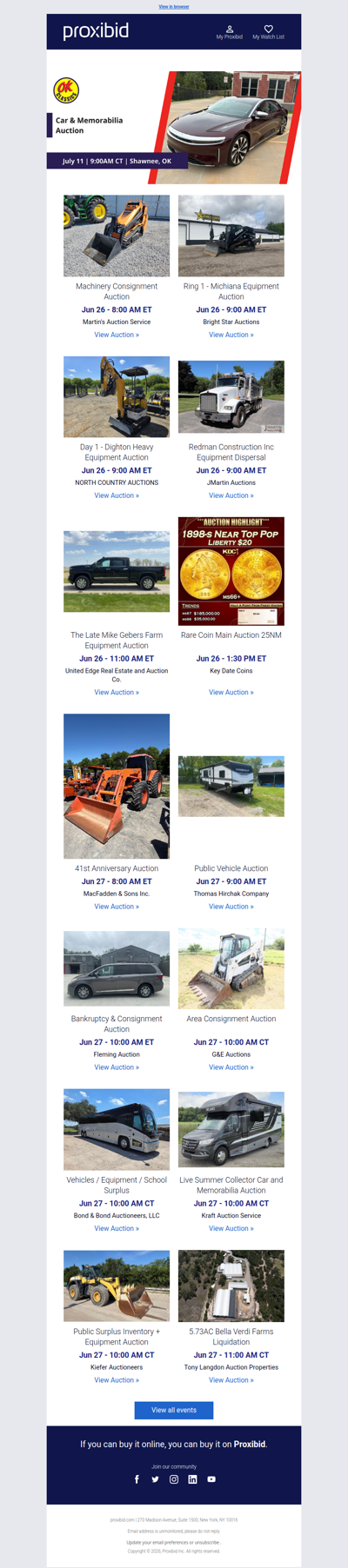 Proxibid’s Weekend Highlights: Collector Cars, Farm and Construction Equipment, Vehicles & More!