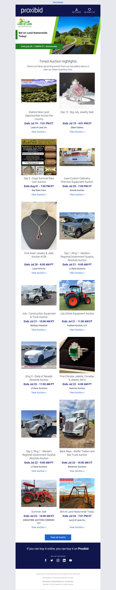 Proxibid’s Timed Auction Highlights: Farm and Heavy Equipment, Vehicles, Real Estate & More