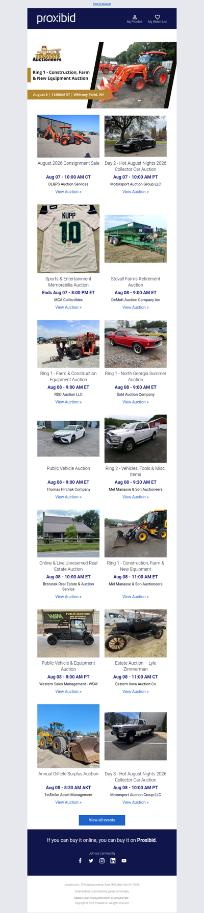 Proxibid’s Weekend Highlights: Collector Cars, Farm and Construction Equipment, Vehicles & More!