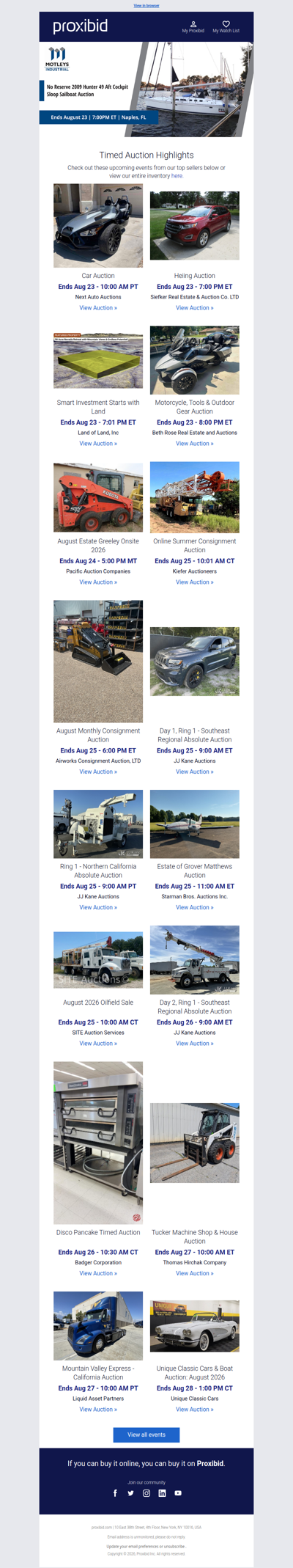 Proxibid’s Timed Auction Highlights: Farm and Heavy Equipment, Vehicles, Real Estate & More