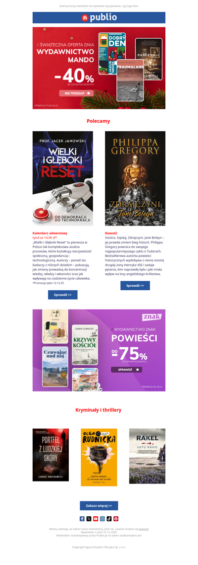 Dziś Wydawnictwo Mando -40% | Powieści ze ZNAKu do -75% 😍