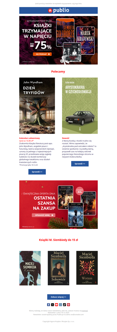 Kryminały ze ZNAKu do -75% | Ostatnia szansa na zakup książek z cyklu o Wespazjanie