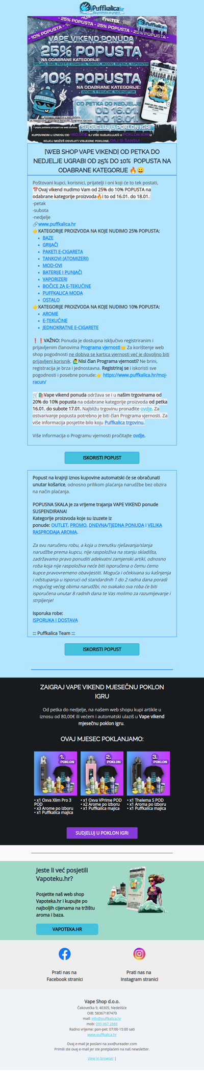 [VAPE VIKEND] UGRABI OD 25% DO 10% POPUSTA OD 16.01. DO 18.01.😃