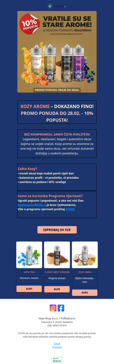 Promo Ponuda - Kozy Arome !