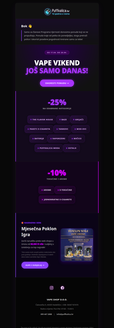 Puffkalica.hr , tvoja zadnja šansa za Vape Vikend ponudu 💨