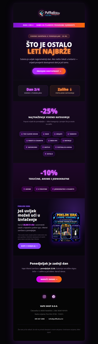 Vape Vikend se nastavlja — subotnja ponuda je tu!
