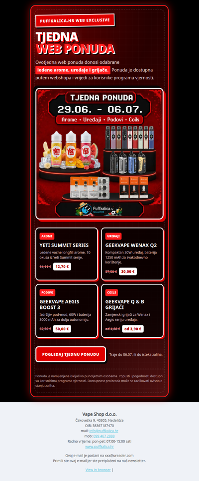 🔥 Tjedna web ponuda: Yeti arome, Geekvape uređaji i grijači – do 20% popusta