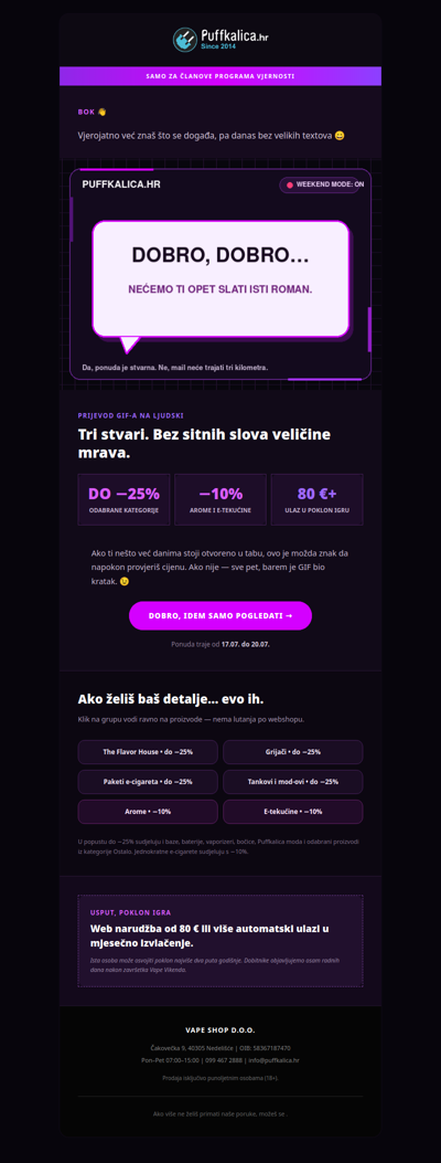 Dobro, nećemo ti opet slati isti roman 😄