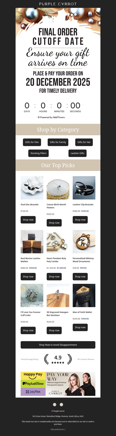 URGENT🚨Gauteng Shoppers: Order by 20 December for Christmas Delivery 🎄