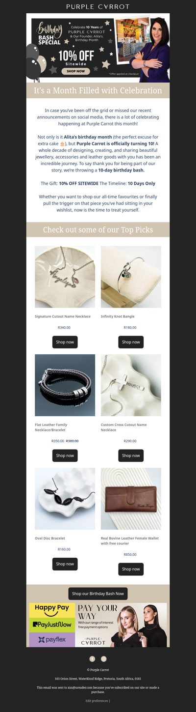 ICYMI: 10 Years = 10% Off Sitewide🥂🎂