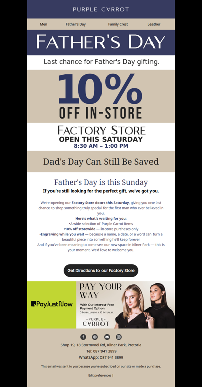 Last Chance🚨Father's Day Collection Available In-Store