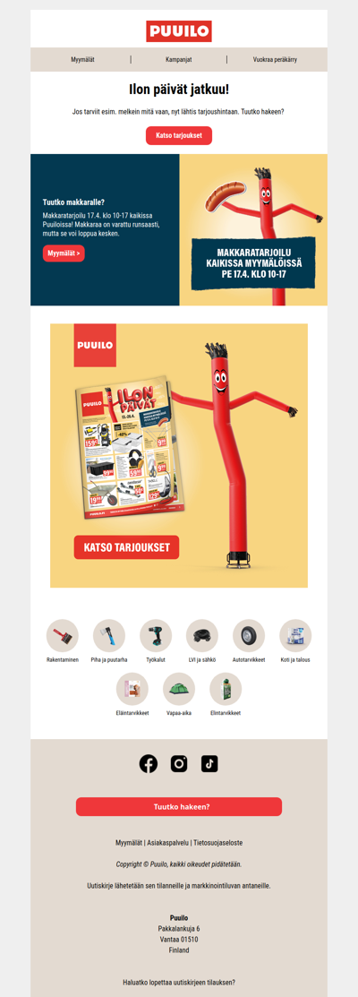 Tuutko makkaralle tänään 17.4?