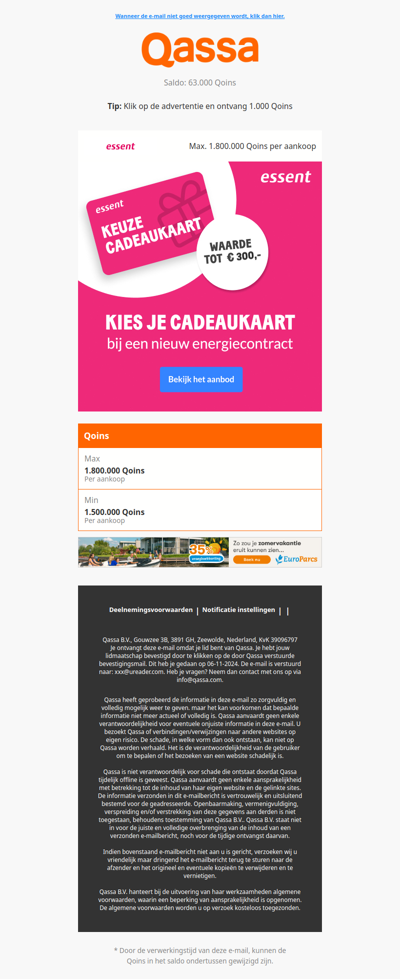 Kies jouw cadeaukaart, waarde tot 300 euro!