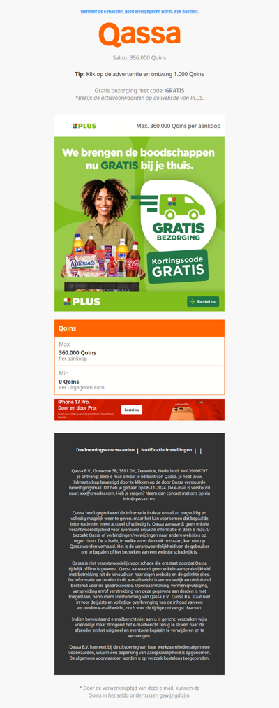 PLUS boodschappen gratis bezorgd met code: GRATIS