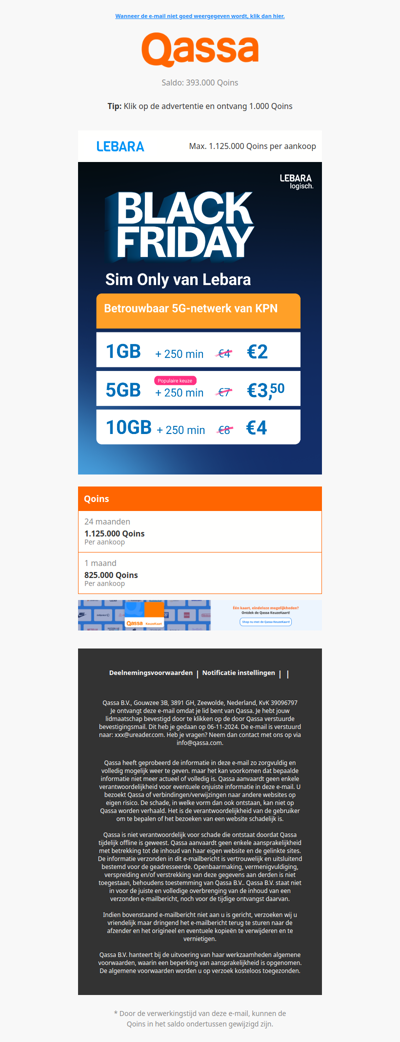 Black Friday Deal: 1GB + 250 min/SMS voor €2 p/m!